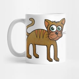 Cartoon Kitty - A Funny Cat with Big Green Eyes Mug